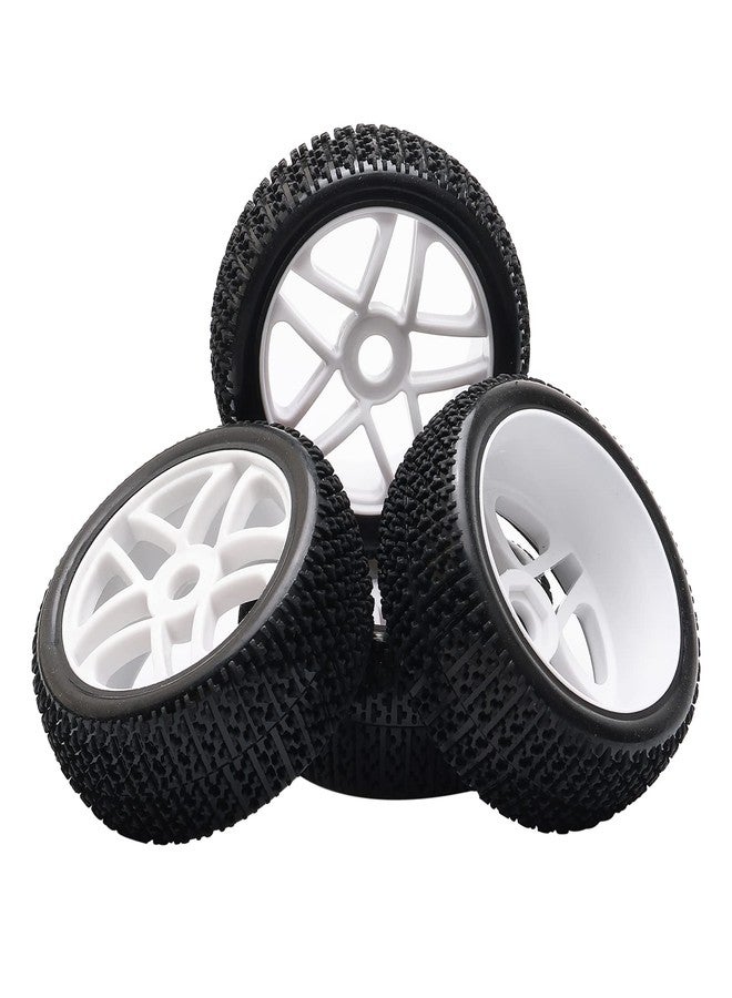 Rowiz 1/8 RC Buggy Tires & Wheels - 4.44" 113mm Off-Road Tires with 17mm Hex 5-Spoke White Rims, Compatible with Arrma Typhon, Kyosho, Traxxas, Tekno, Redcat - 4PCs Unmounted Set - Image 5
